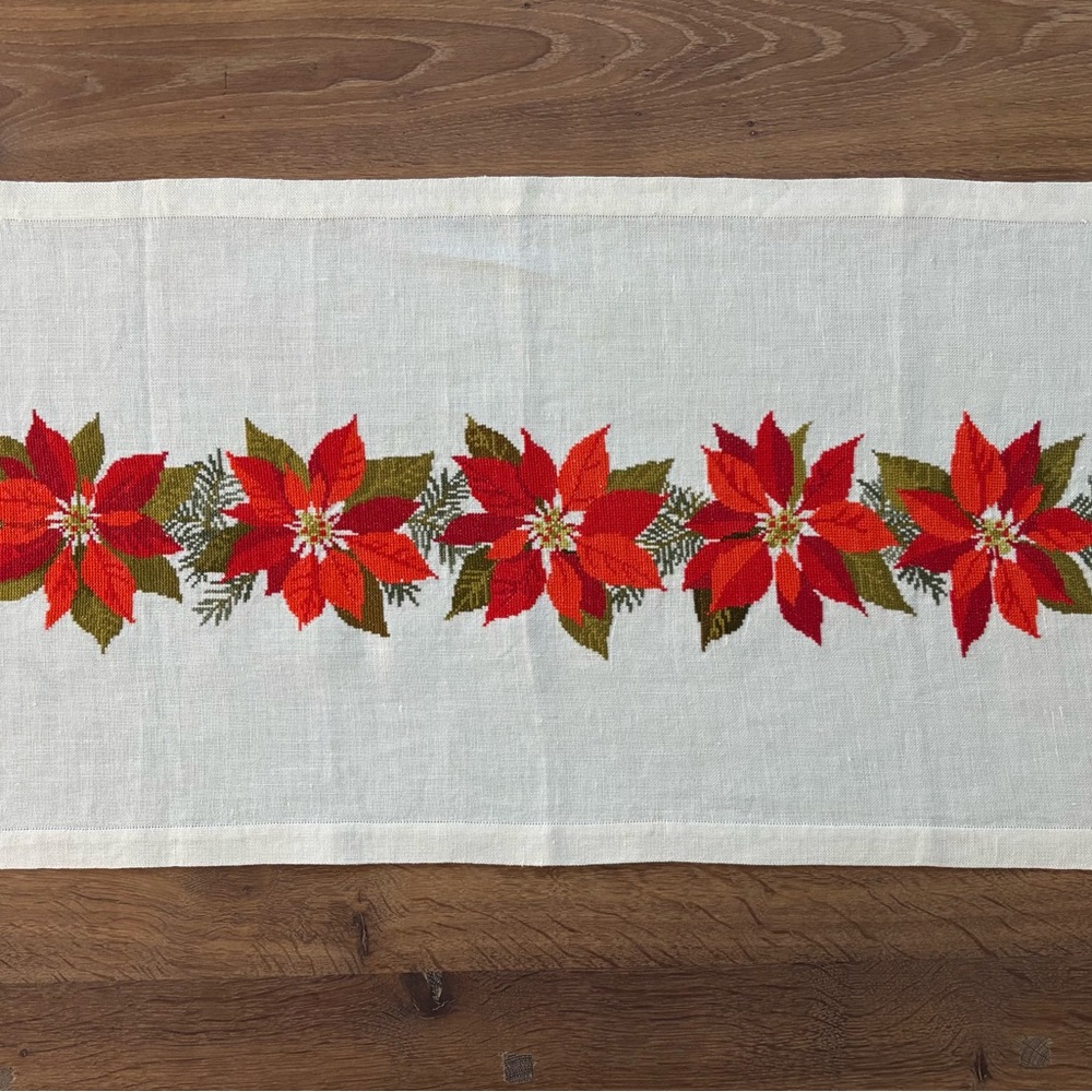 Festive Poinsettia Table Runner